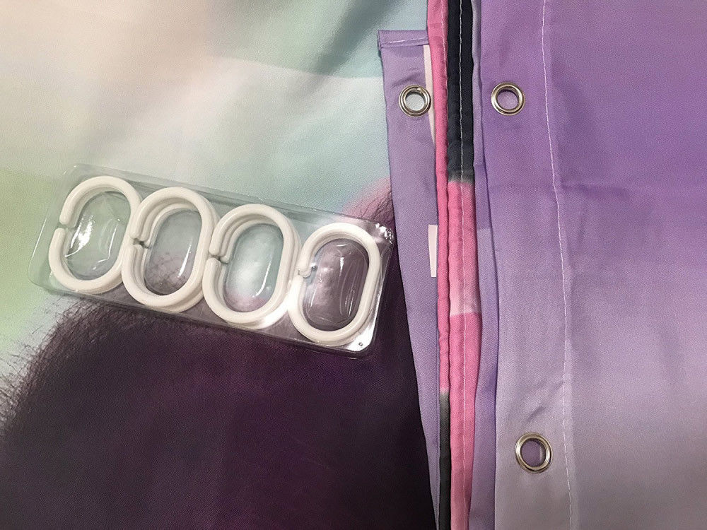 Christmans African Women Black Shower Curtain Girl w/ Purple Hair Afro Hairstyle