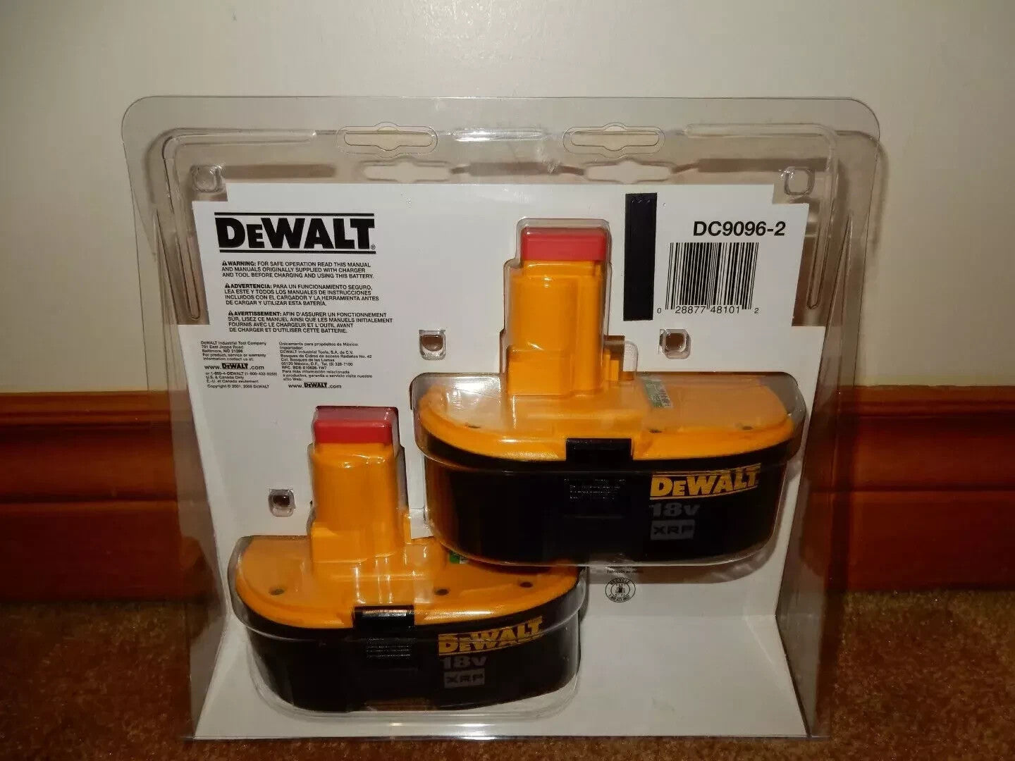 Dewalt OEM DC9096-2 18V XRP 2.4 Ah Battery 2 Pack Bundle-NOS DC9096 High Quali
