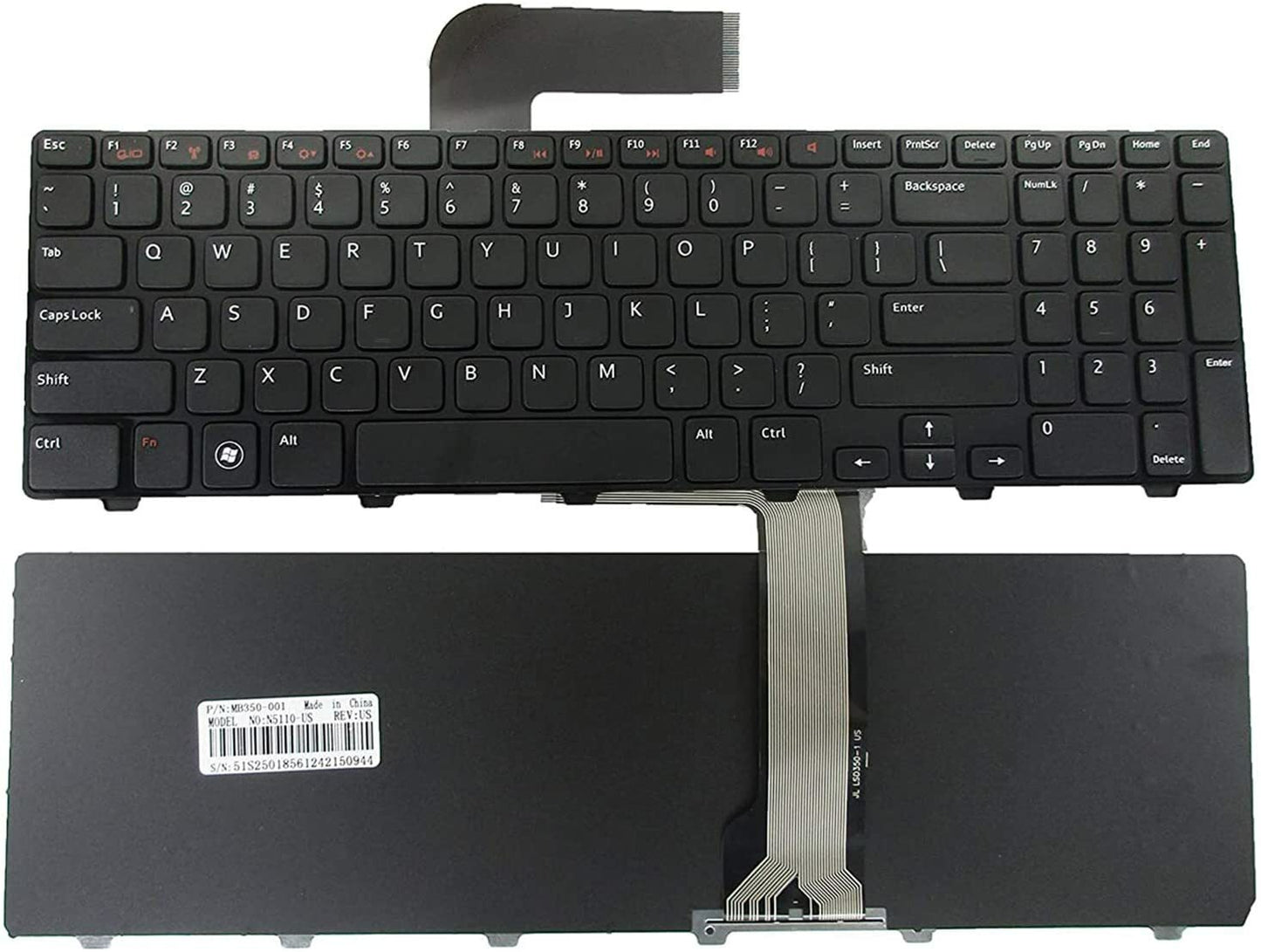 Replacement Laptop Keyboard with Frame Compatible with DELL Inspiron 15R N5110