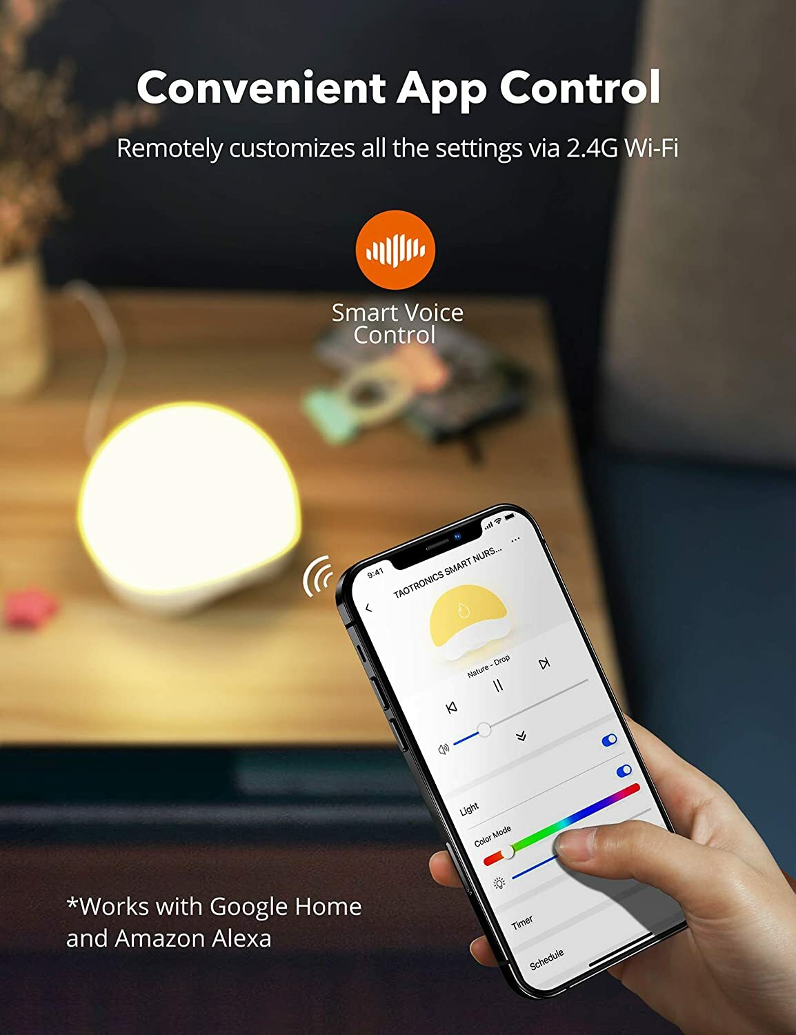 TaoTronics Sound Machine with Night Light 25 Non-Looping Sounds for Sleeping APP