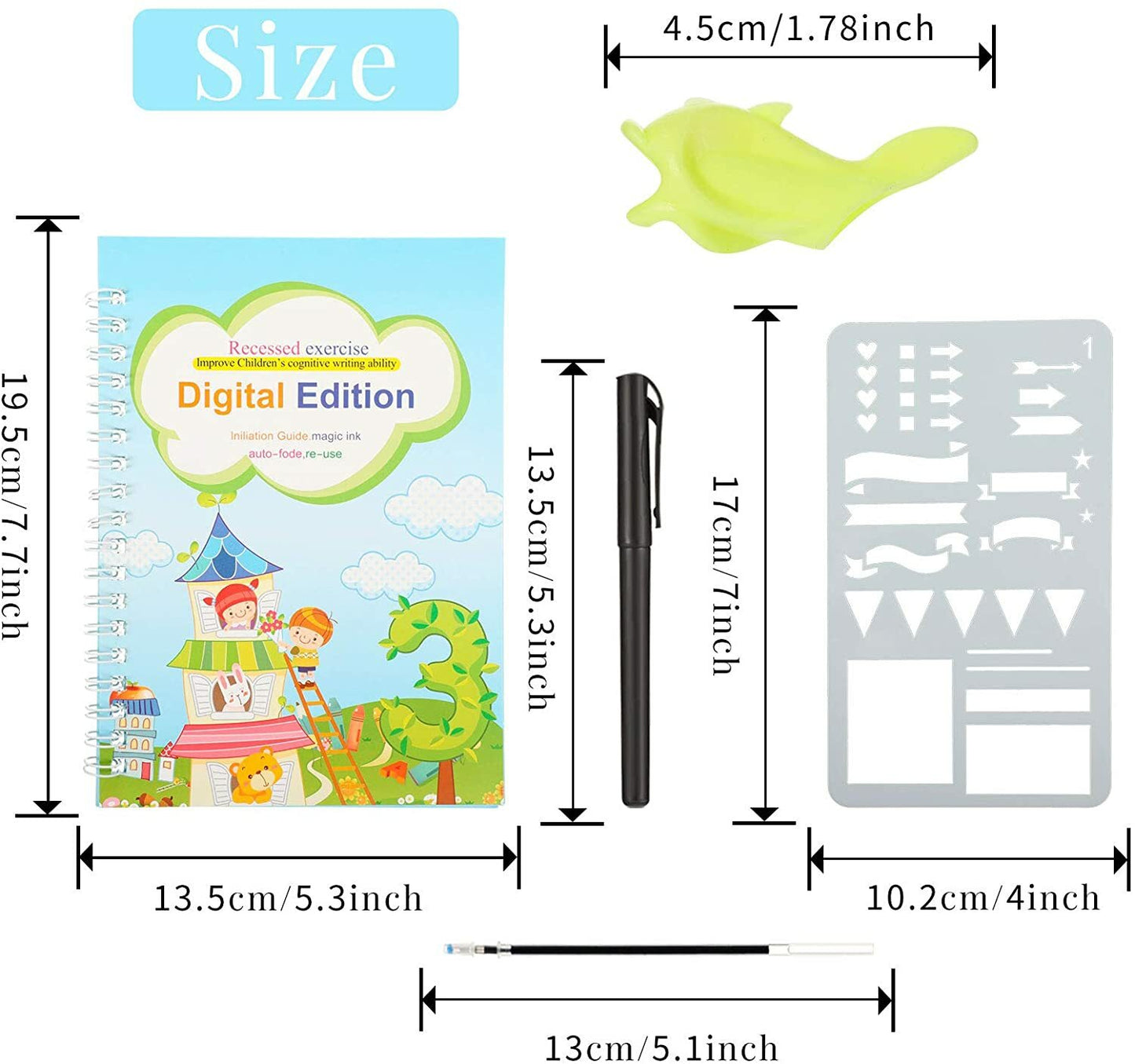 12 Pieces Magic Practice Copybook for Kids The Print Handwiriting Workbook