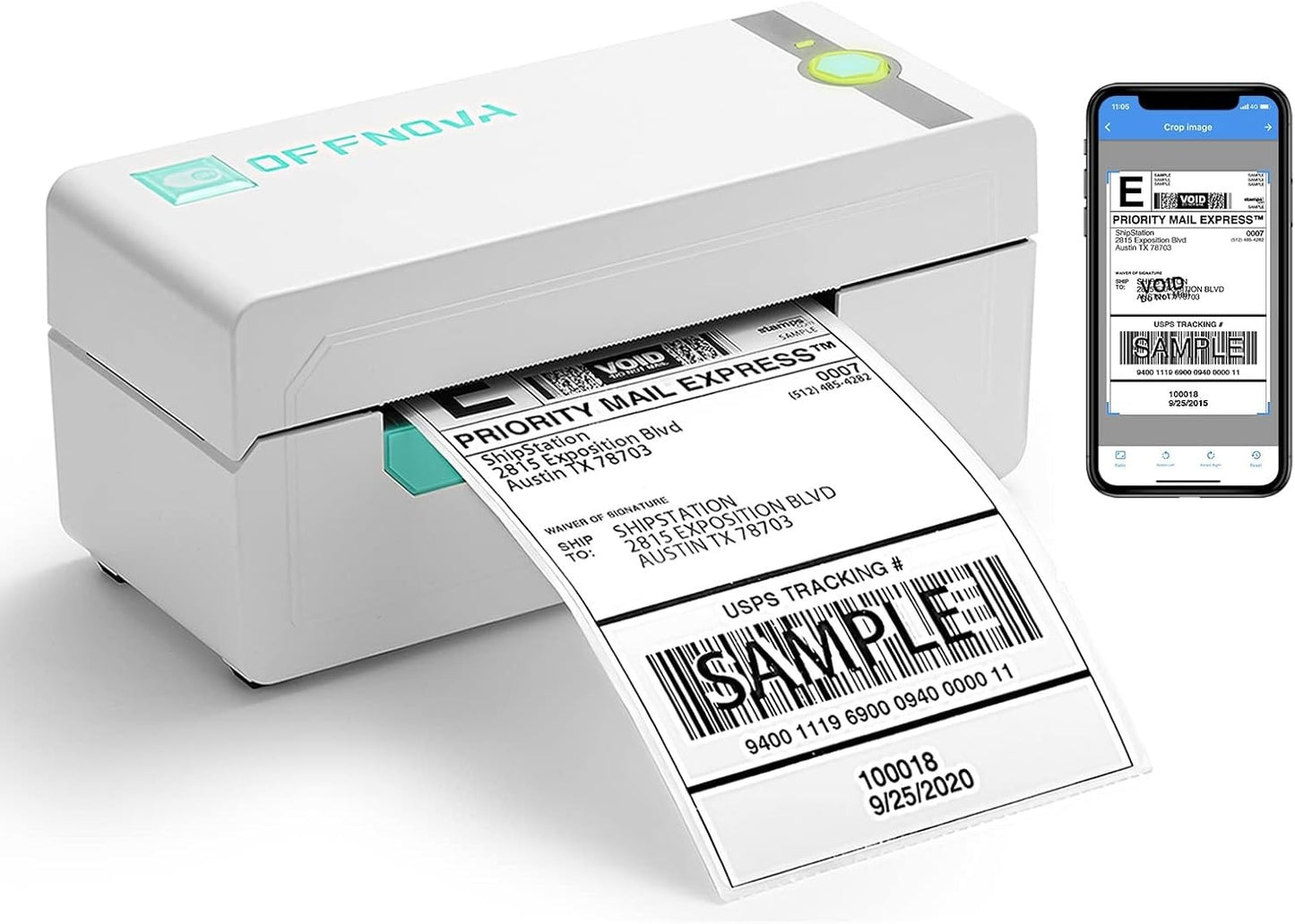 OFFNOVA Bluetooth Label Printer, 4” x 6” Thermal Label Printer for Shipping Pack