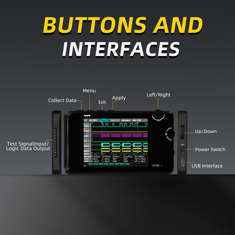 MINIWARE Pocket Logic Analyzer LA104, Portable Mini Size Handheld, Built-in R...