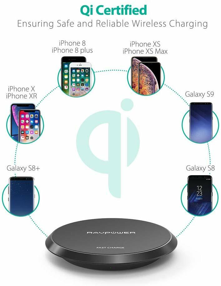 RAVPower Qi Certified 10W Fast Wireless Charging Pad (NO Adapter)