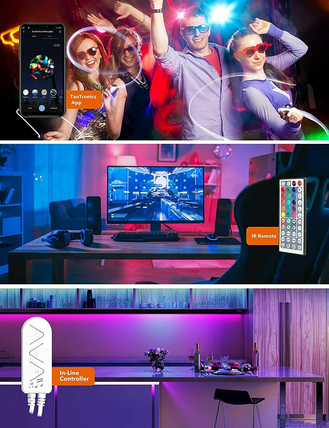 TAOTronics Led Strip Lights Works with Alexa 32.8FT Waterproof Smart WiFi Music