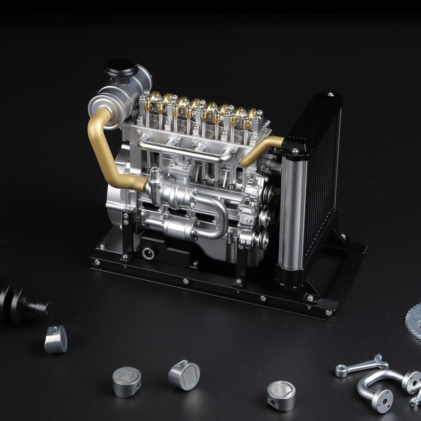 TECHING Mini Diesel Engine Model kit That Runs OHV 4-Cylinder Engine