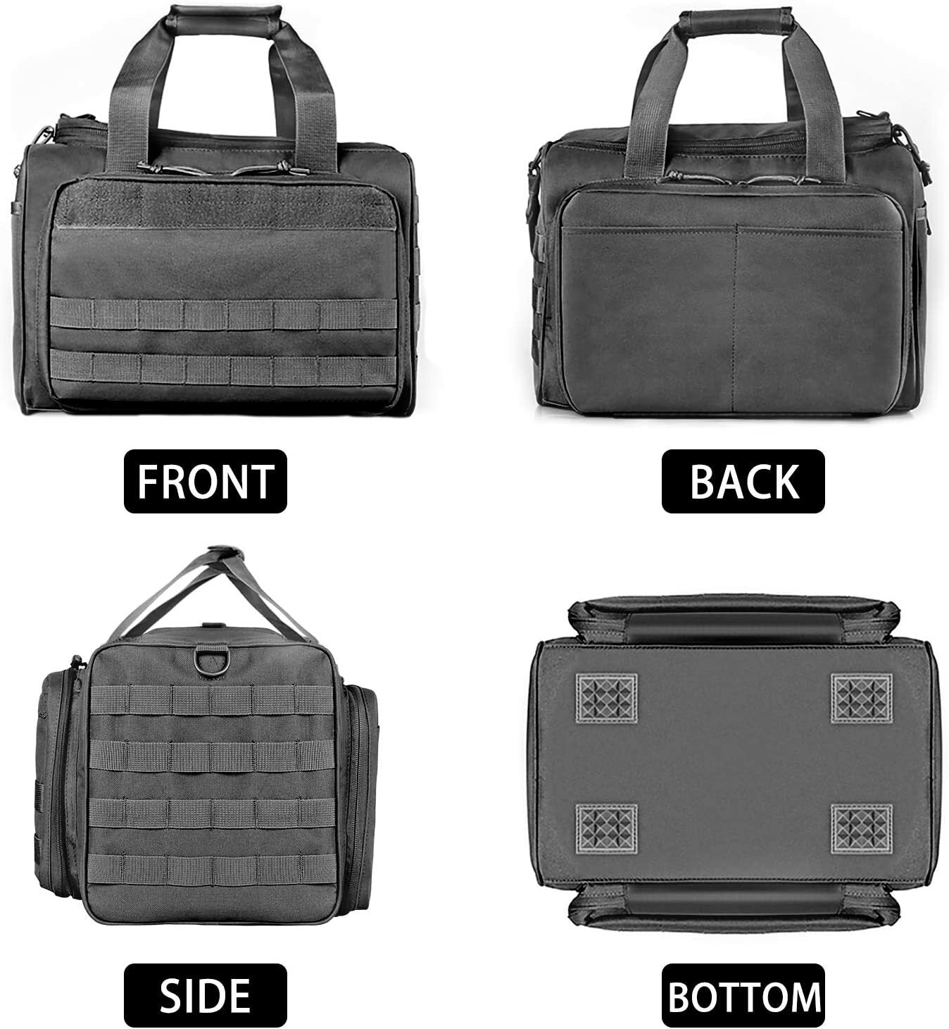 Tactical Gun Range Bag for Handguns and Ammo Pistol Bag with Magazine Slots