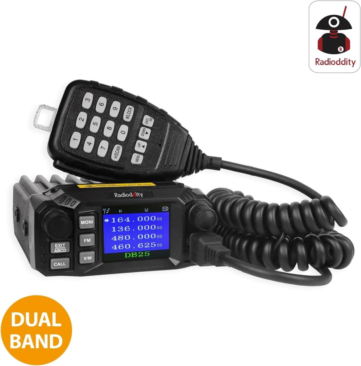 Radioddity DB25 Pro Car Mobile Radio Dual Band V/UHF 25Watt, Quad Band Antenna