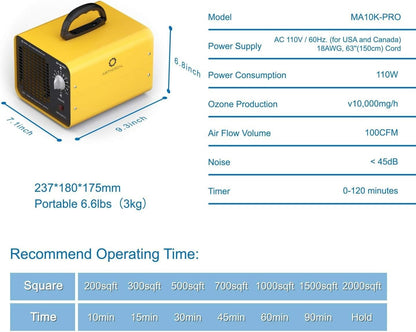 Airthereal MA10K-PRO Industrial Ozone Generator Odor Remover O3 Deodorizer Air