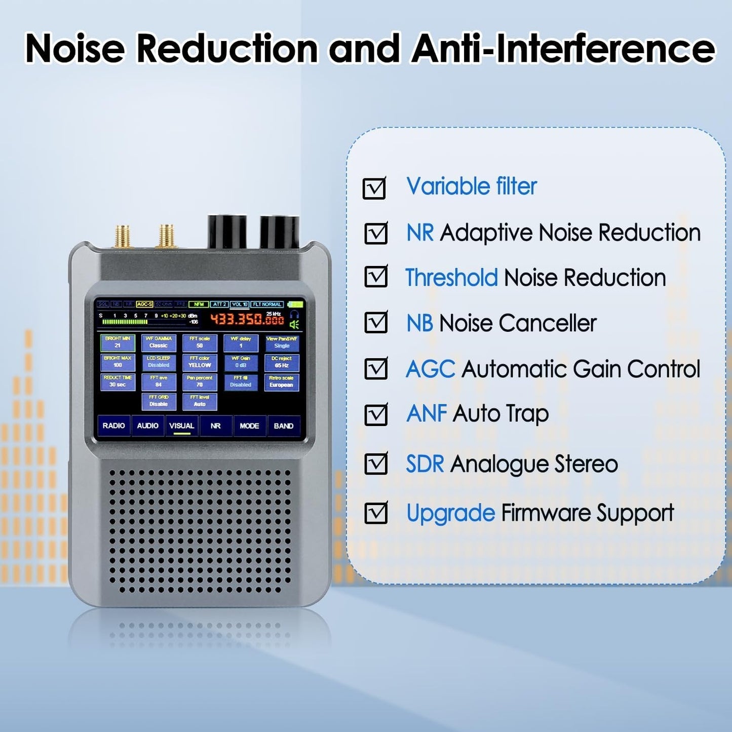 Malachite DSP2 SDR Radio Receiver with 3.5 Inch Touch Screen,10kHz-380MHz 404MHz