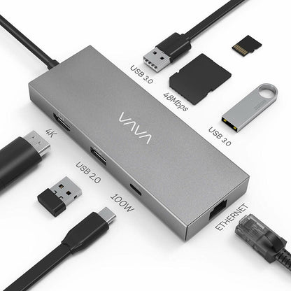 VAVA 8-in-1 USB C Hub 1 Gbps Ethernet Port 100W Pd Charging Port 4K HDMI Port