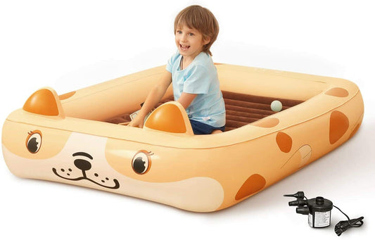 Kids Inflatable Toddler Travel Bed Cartoon Dog Portable Kids Air Mattress