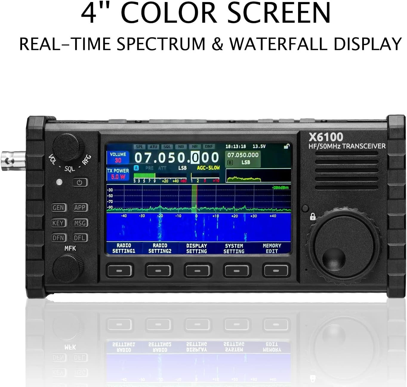 Xiegu X6100 HF Radio Transceiver 10W Full Mode SDR Radio Supports BT with 4" LCD