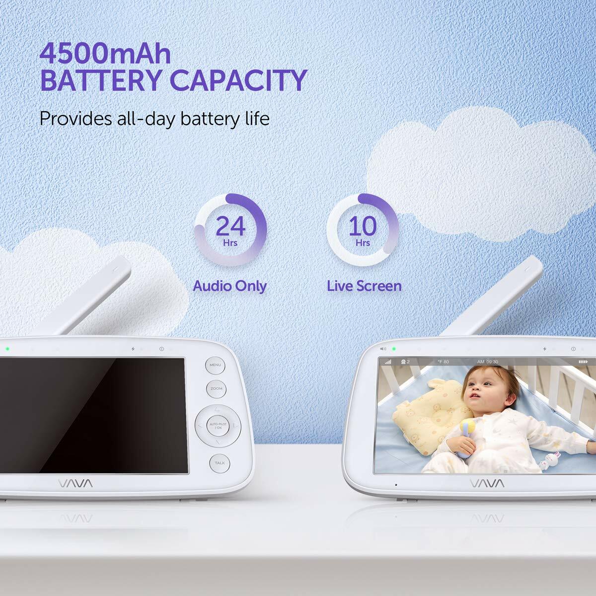 VAVA VA-IH006 720P 5" HD Baby Monitor with Camera and Audio 4500 mAh Battery