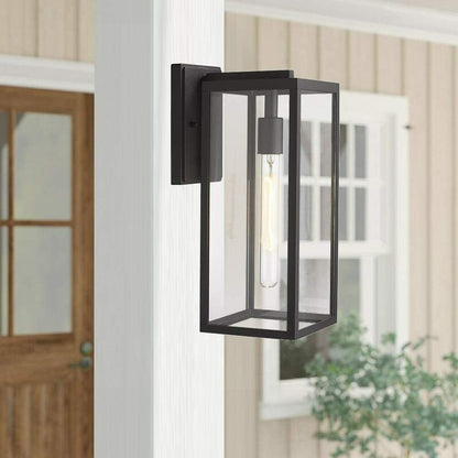 Outdoor Wall Lantern 15" 1 Light Exterior Wall Sconce Light Fixtures Clear Glass