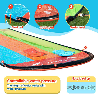 Slip and Slide Triple Water Slide for Kids and Adults Inflatable Slide Surf Ride