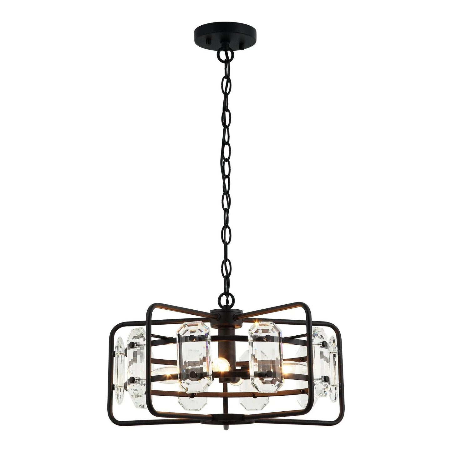 4-Light Black Modern Crystal Pendant Light