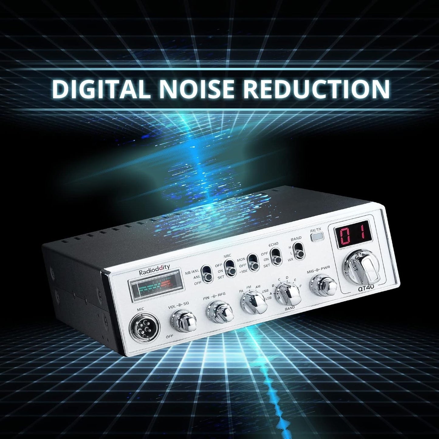 Radioddity QT40 10 Meter SSB Ham Radio, Digital Noise Reduction 40W High Power