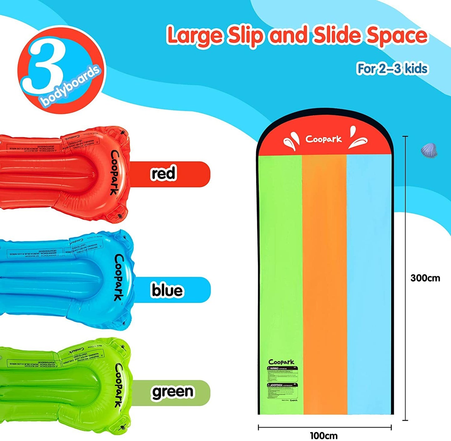 Slip and Slide Triple Water Slide for Kids and Adults Inflatable Slide Surf Ride