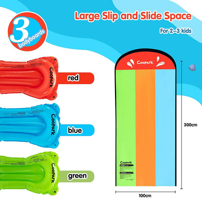 Slip and Slide Triple Water Slide for Kids and Adults Inflatable Slide Surf Ride