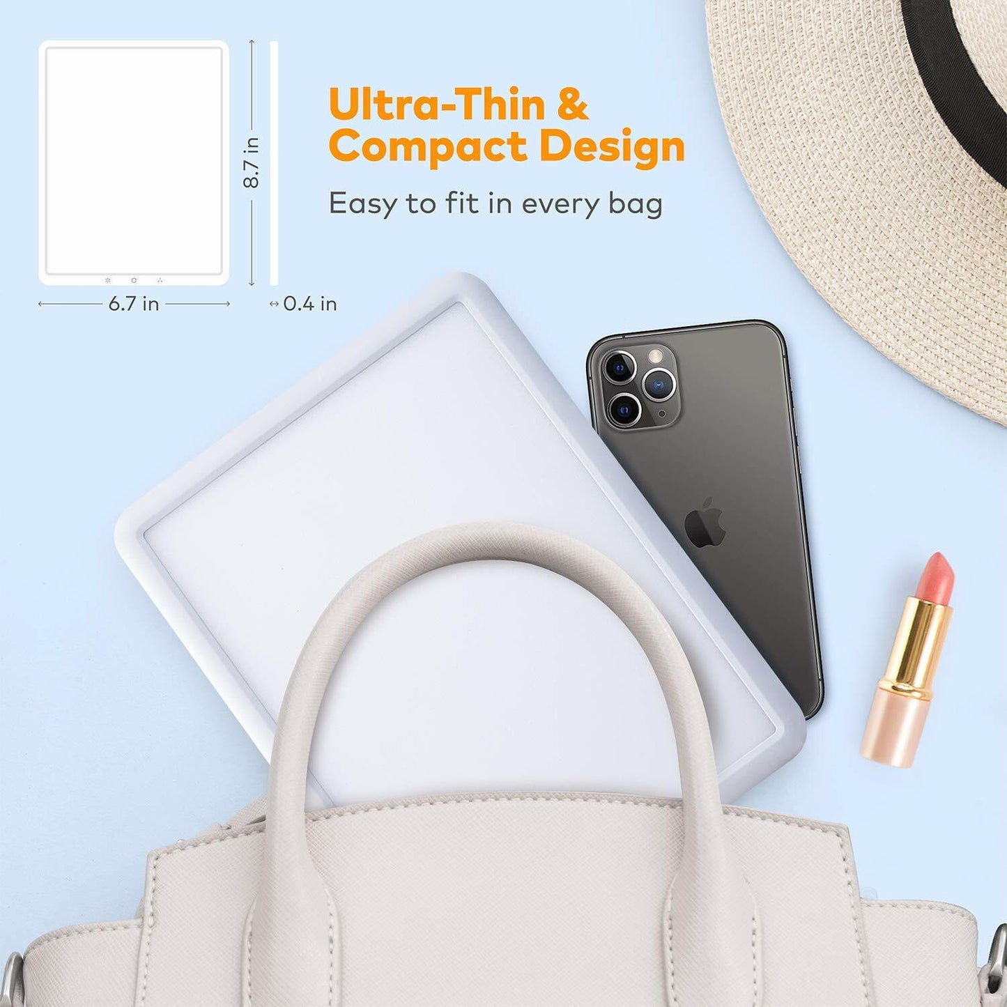 VIPEX Light Therapy Lamp Happy Light Portable Thin with UV-Free 10000 Lux Sun Li