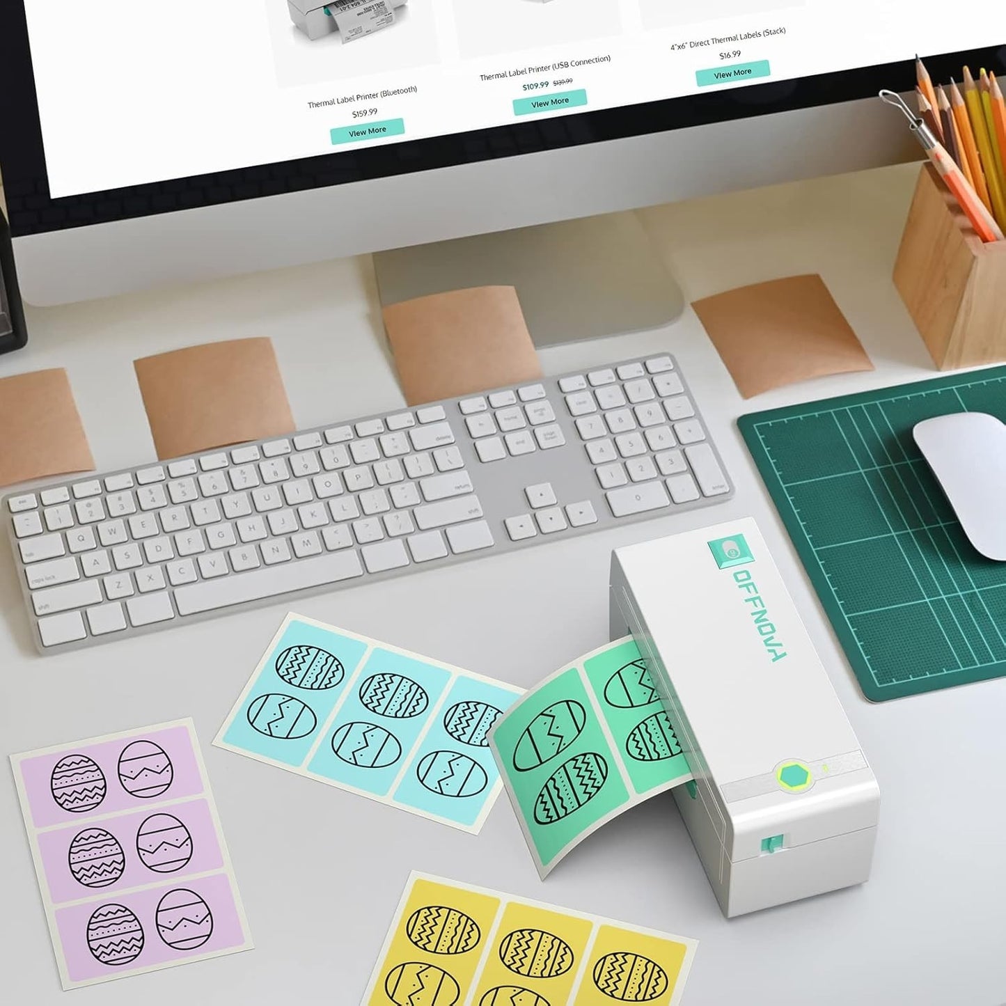 OFFNOVA Bluetooth Label Printer, 4” x 6” Thermal Label Printer for Shipping Pack