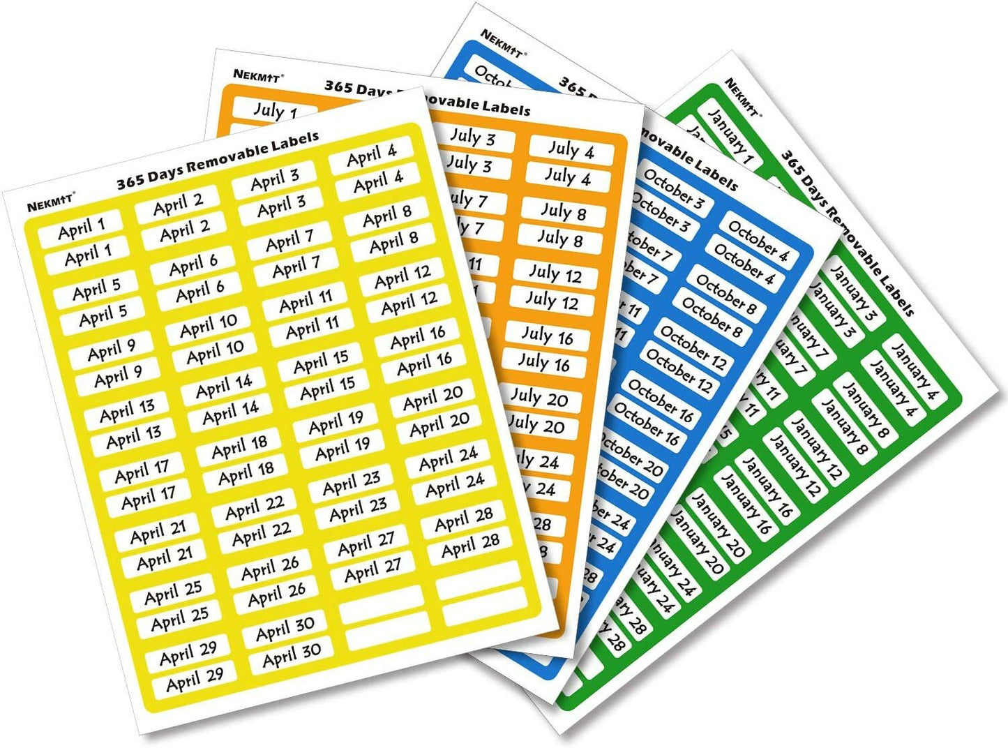 365 Days Pre-Printed Convenient Dated Labels Sticker Removable Labels