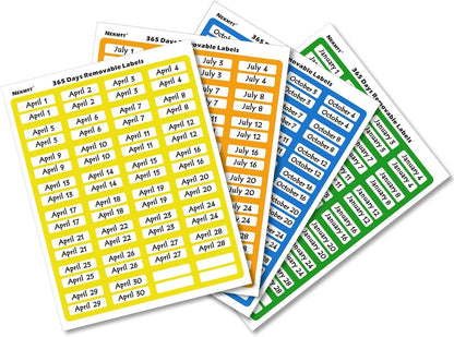 365 Days Pre-Printed Convenient Dated Labels Sticker Removable Labels