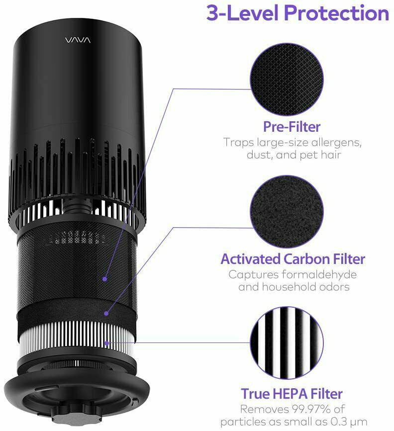 VAVA VA-EE014 Small Air purifier is designed for bedroom office bathroom