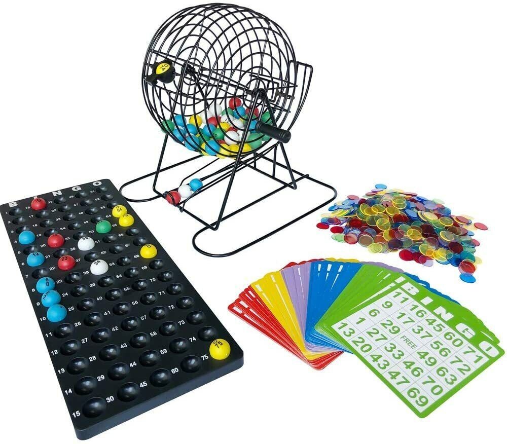 9" Deluxe Bingo Cage Game Set - 9 Inch Metal Cage with Plastic 75 Bingo