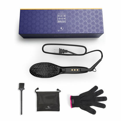 USpicy Hair Straightener Brush with FREE Heat Resistant Glove Hair Straightening