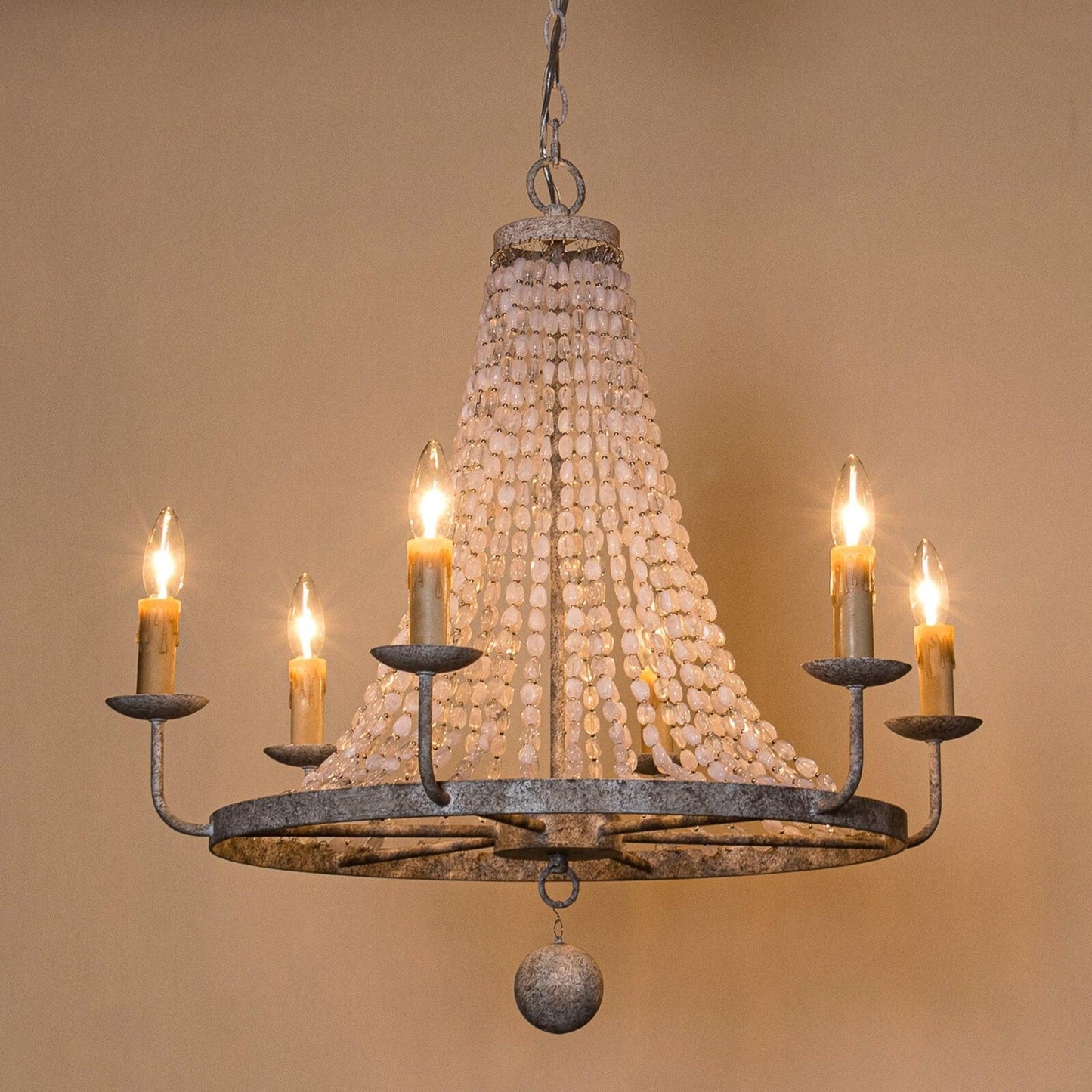 6-Light Modern Antique White Wheel Chandelier with Crystal LED96