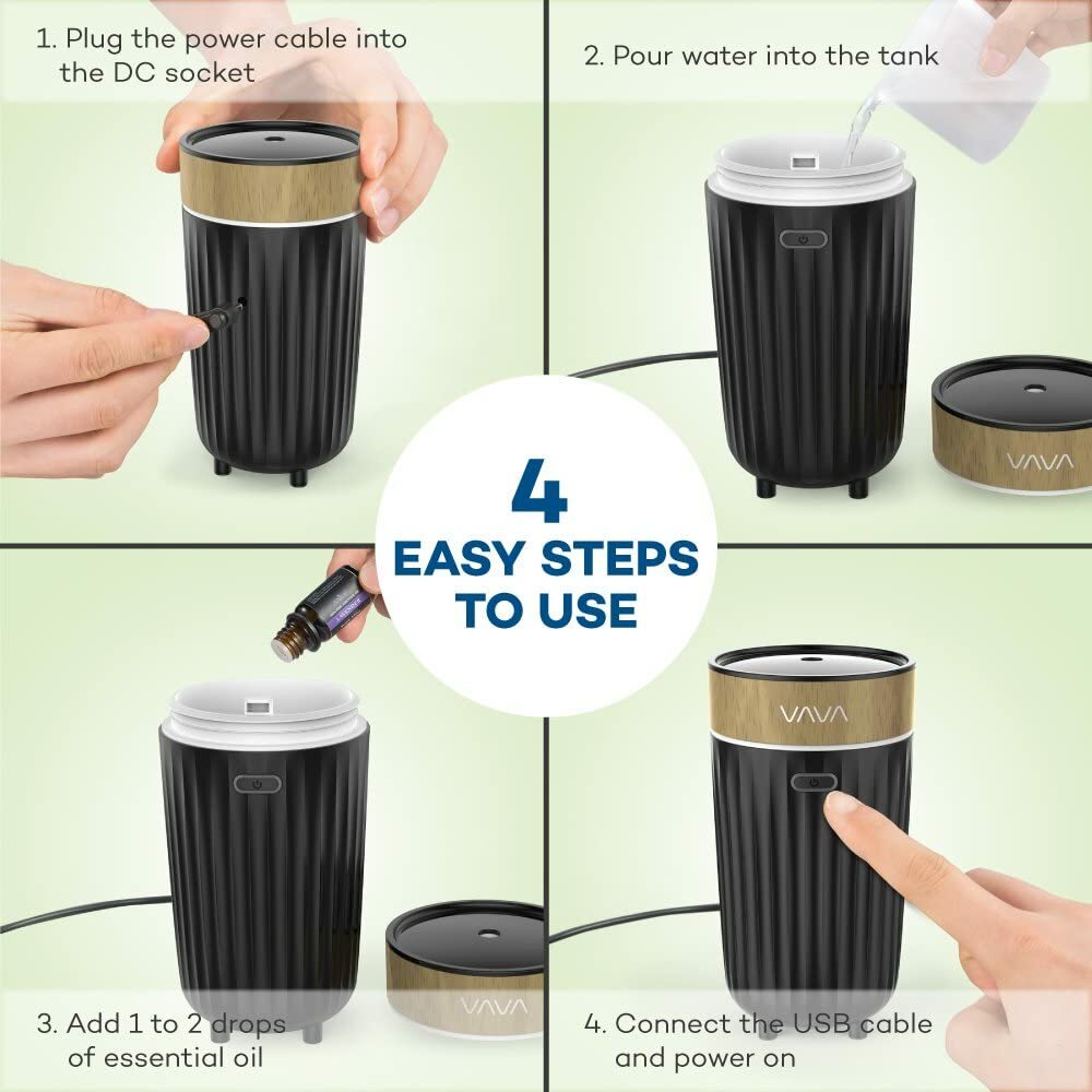 VAVA Car Essential Oil Diffuser 60ml Portable USB Aroma Diffuser Ulstrasonic