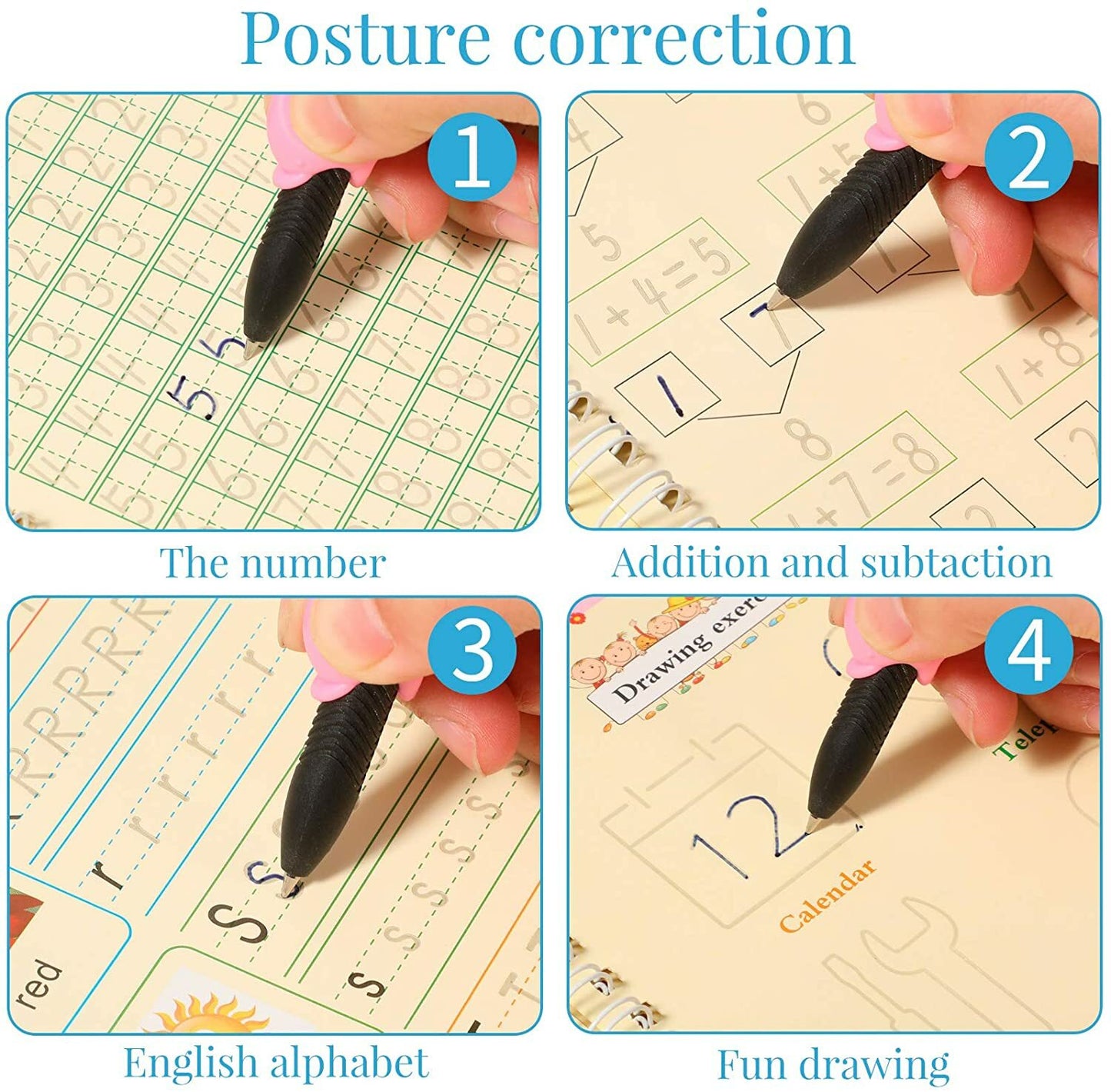 12 Pieces Magic Practice Copybook for Kids The Print Handwiriting Workbook