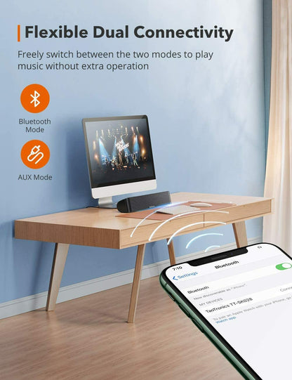 TaoTronics Computer Speaker, Bluetooth 5.0 Wireless PC Soundbar sk028