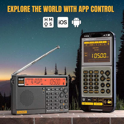Raddy RF757 APP Control Shortwave Radio Portable Radio with AM/FM/SW/VHF/UHF/CB