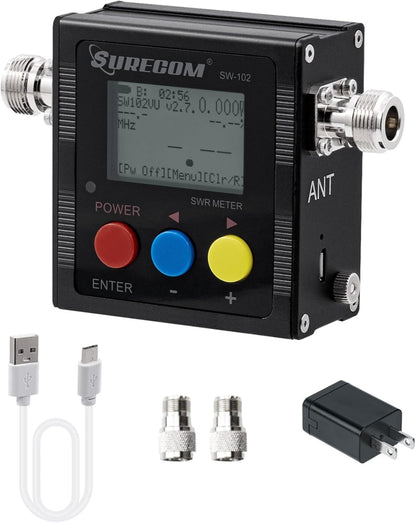Surecom SW-102 Digital VHF/UHF 125-525Mhz Antenna Power & SWR Meter Adapter NEW