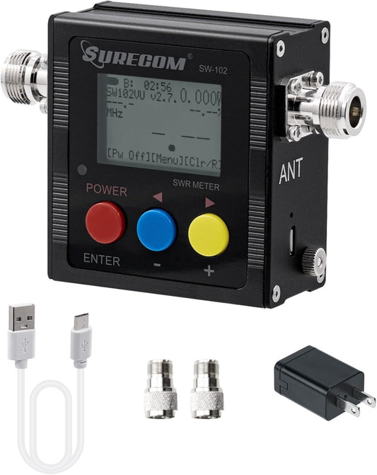 Surecom SW-102 Digital VHF/UHF 125-525Mhz Antenna Power & SWR Meter Adapter NEW