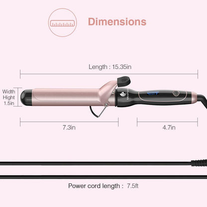 Curling Iron 1 1/2-inch Instant Heat with Extra-smooth Tourmaline Ceramic Coatin