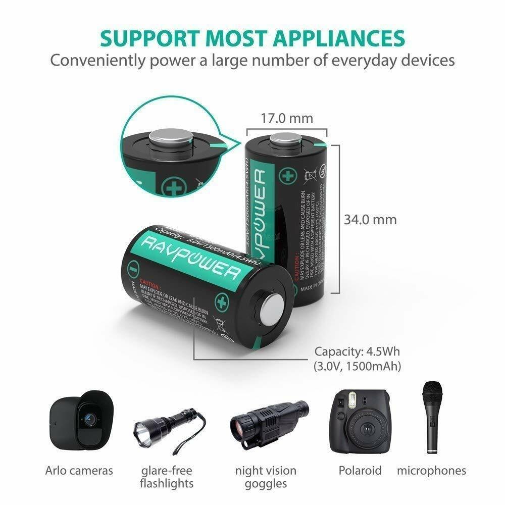 CR123A Lithium Batteries RAVPower Non-Rechargeable 3V Lithium Batter 16Pack
