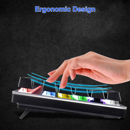 Wireless Gaming Keyboard Mechanical G-Cord Wired Keyboard LED Backlit 104 Keys