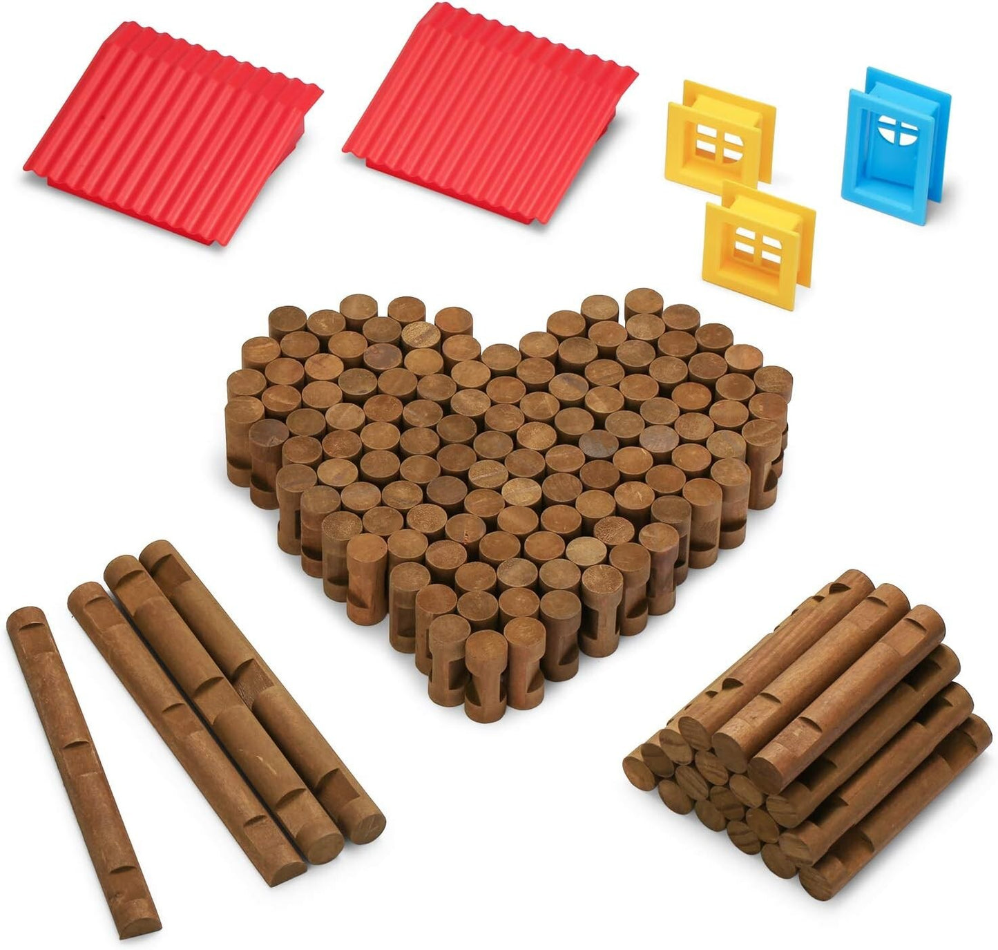 SainSmart Jr. 150 PCS Wooden Log Cabin Set Building House Toy for Toddlers