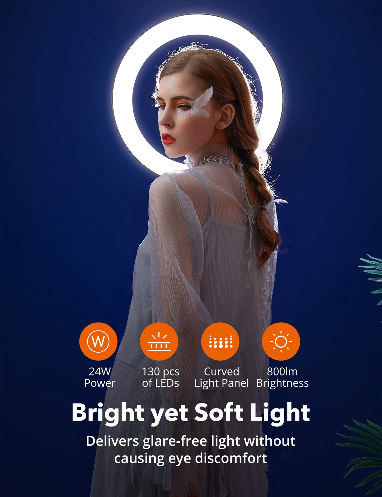 TaoTronics Ring Light 12'' Ring Light with 78'' Tripod Stand Dimmable LED