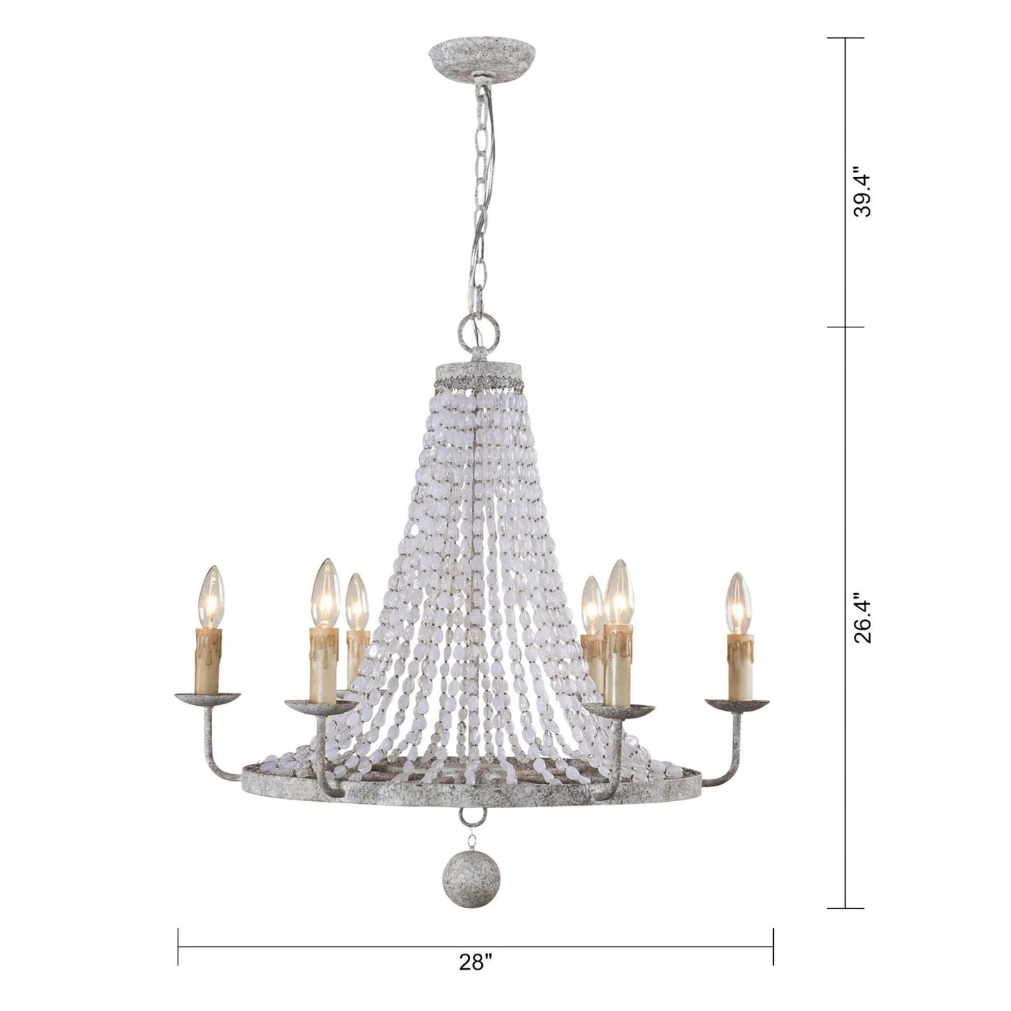 6-Light Modern Antique White Wheel Chandelier with Crystal LED96