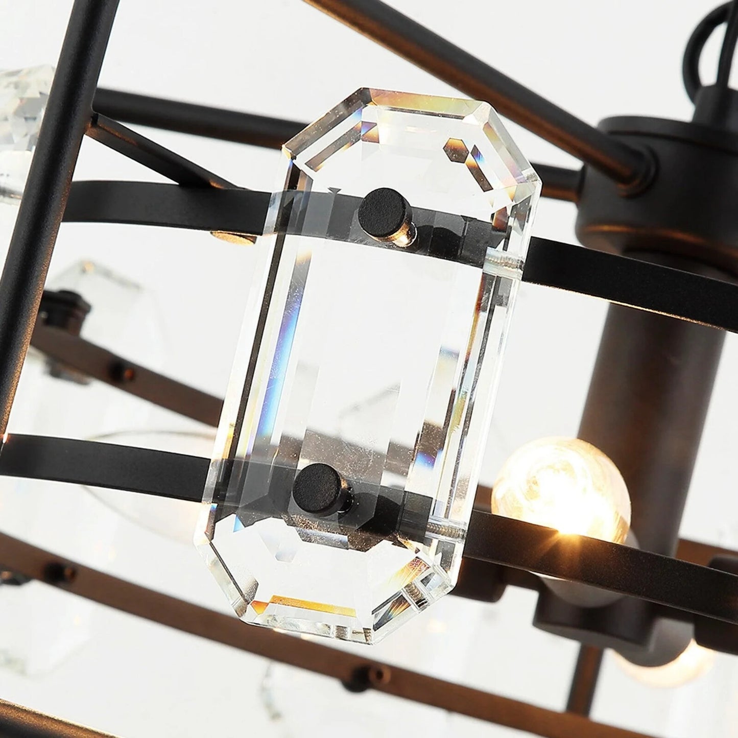 4-Light Black Modern Crystal Pendant Light