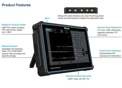 Tablet Oscilloscope TO2002 to Series Lab Oscilloscopes 200Mhz 2 Channel Touch