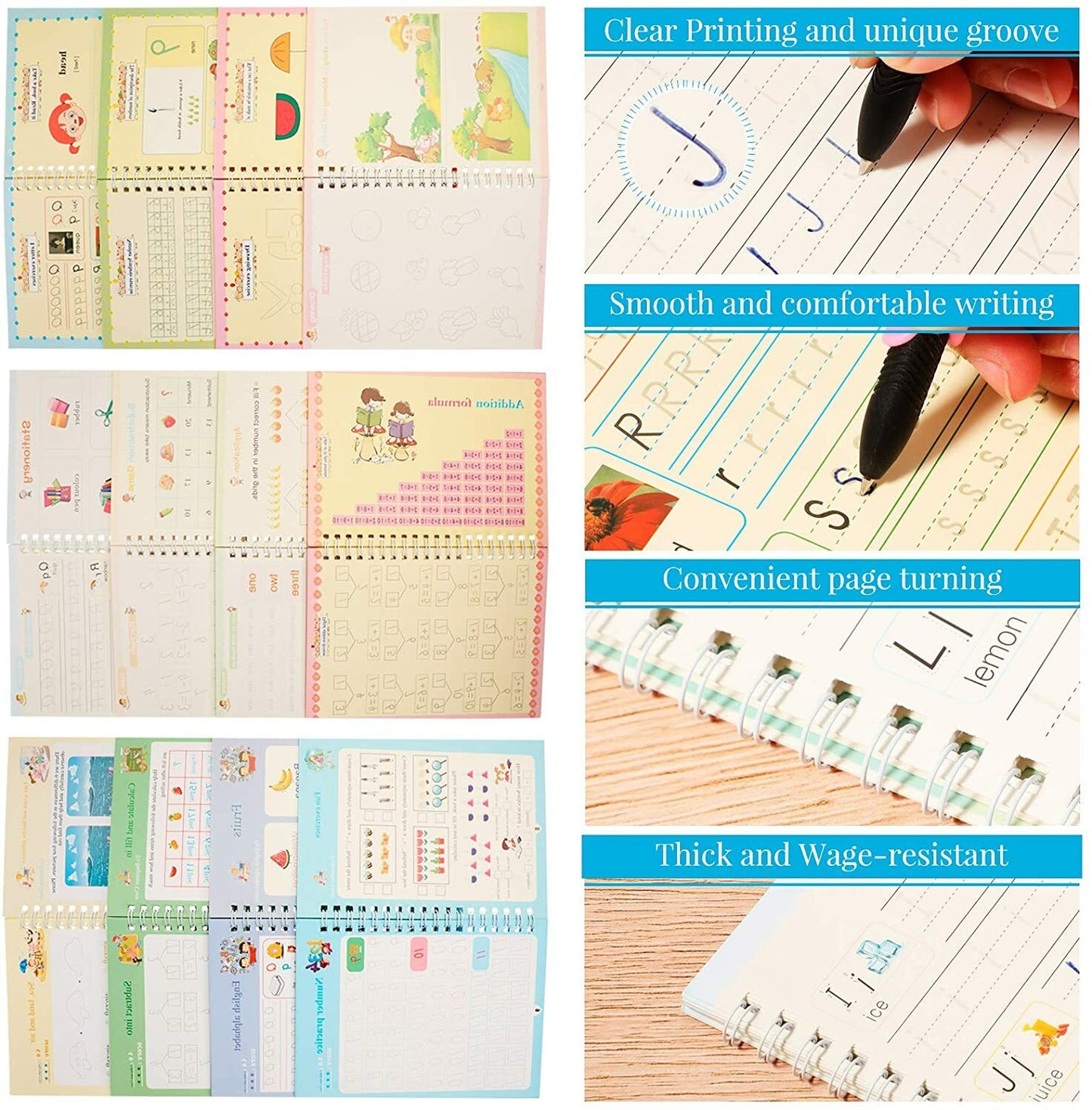 12 Pieces Magic Practice Copybook for Kids The Print Handwiriting Workbook
