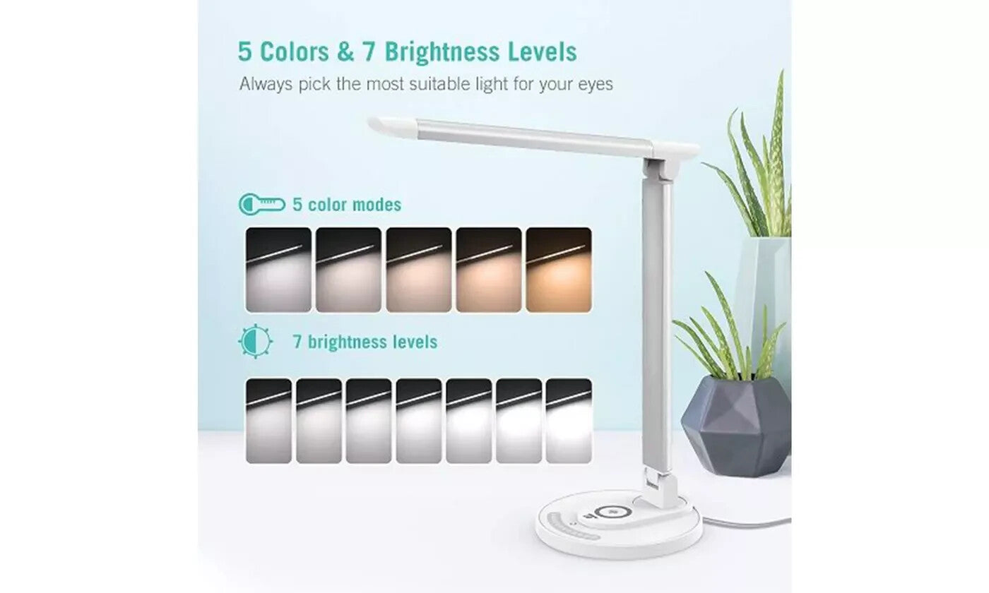 TaoTronics Qi Wireless Charging LED Desk Lamp in White DL053