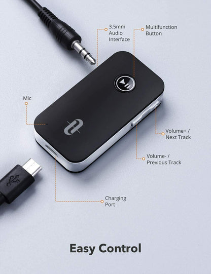 TaoTronics Bluetooth Receiver/Car Kit Portable Wireless Audio AUX Adapter 3.5mm