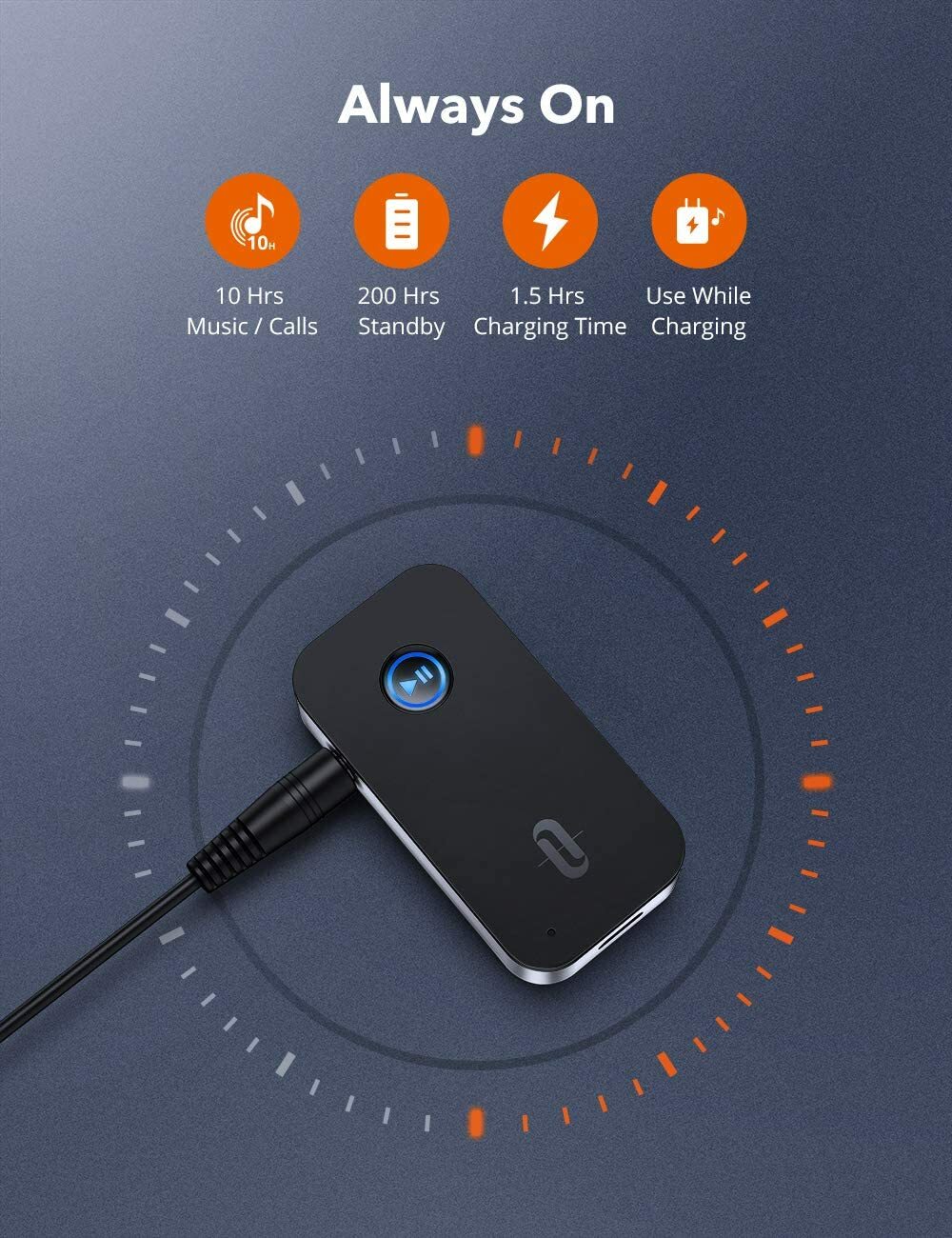 TaoTronics Bluetooth Receiver/Car Kit Portable Wireless Audio AUX Adapter 3.5mm